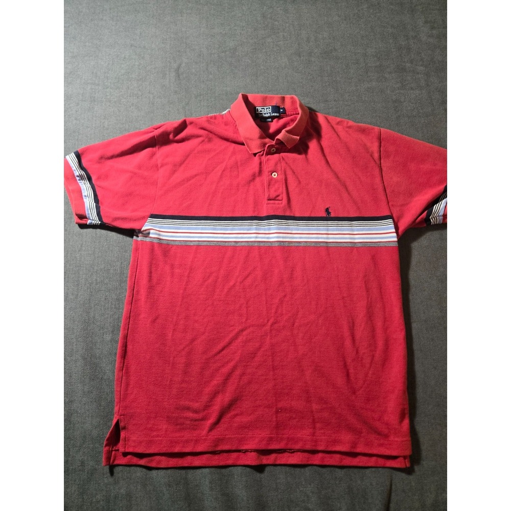 Vtg Polo Ralph Lauren Polo Shirt Mens Medium Preppy Y2K Stripe